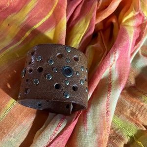 Wide leather, handmade bracelet